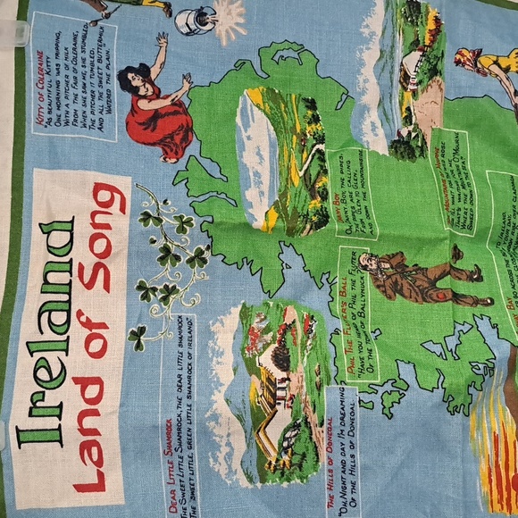 Vintage Irish Linen Tea Towel Ireland Land of Song NWOT 1980 Tapestry - Picture 2 of 8